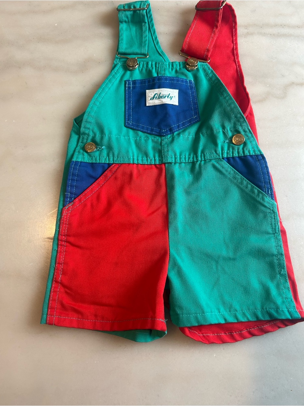 Vintage 90s Liberty Colorblock Short Overalls 4T